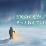 オーロラのゆれる極北の雪原で、小さなランタンを手に立つ旅人の後ろ姿